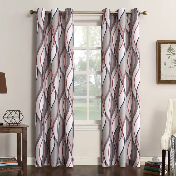 No. 918 Intersect Grommet Woven Print Curtain Panel - Nickel - 84 x 48