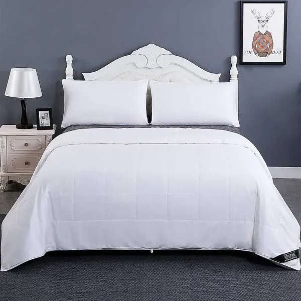 LILYSILK Washable Cotton Covered Silk Comforter - White - Queen (87X90 inch, Silk Weight:0.75KG)