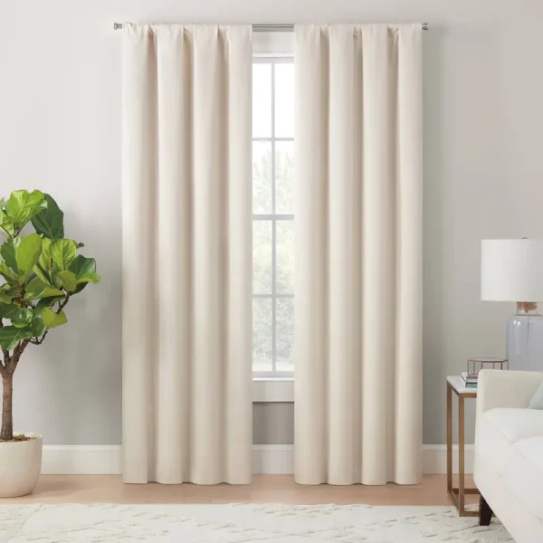 40"x84" Eclipse Absolute Zero 100% Blackout Cannes Magnitech Rod Pocket Curtain Panel Ivory