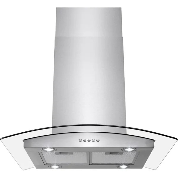 AKDY Island Mount 30-in Convertible Stainless Steel Island Range Hood with Charcoal Filter