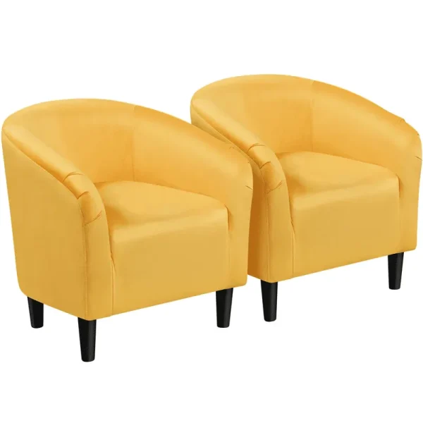 Easyfashion Tub Chair, Set of 2, Yellow Velvet