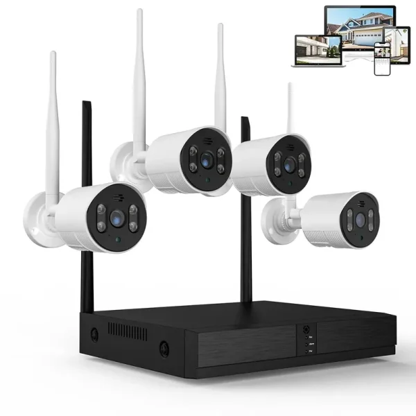 Topvision JQ6026HEC Security Camera System Wireless, 8CH 3MP NVR Home Security System, 4pcs 1080p WiFi IP Security Surveillance Cameras with Full