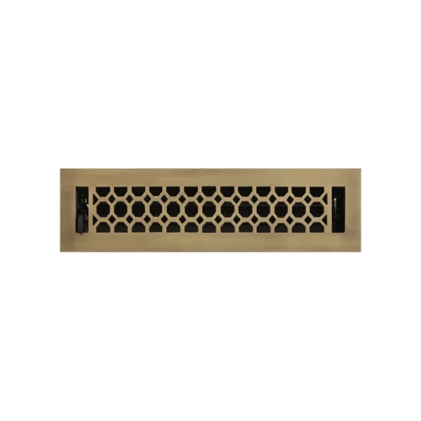 Signature Hardware 929149-2-10 Honeycomb Brass Floor Register - Brass, Gold