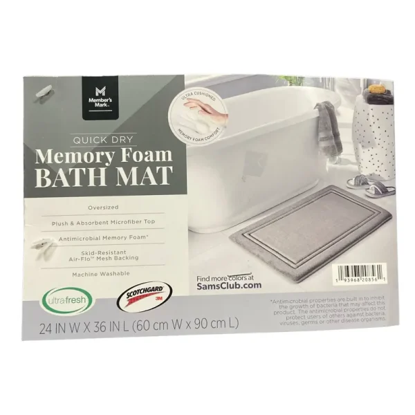 Member's Mark Quick-Dry Memory Foam Bath Mat Greystone 24" x 36"
