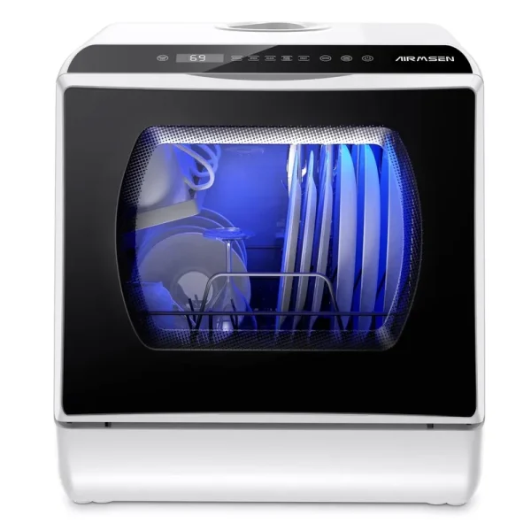 AIRMSEN Portable Countertop Dishwasher with 5 - Liter Built - in Water Tank and Air - Dry Function, 5 Washing Programs Mini Dishwasher, AE - TDQR03