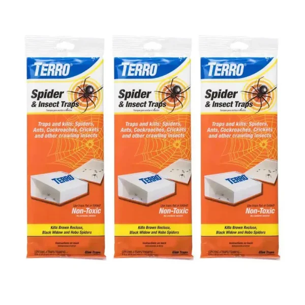 Terro Spider and Insect Trap, 3 Pack, 12 Traps, White