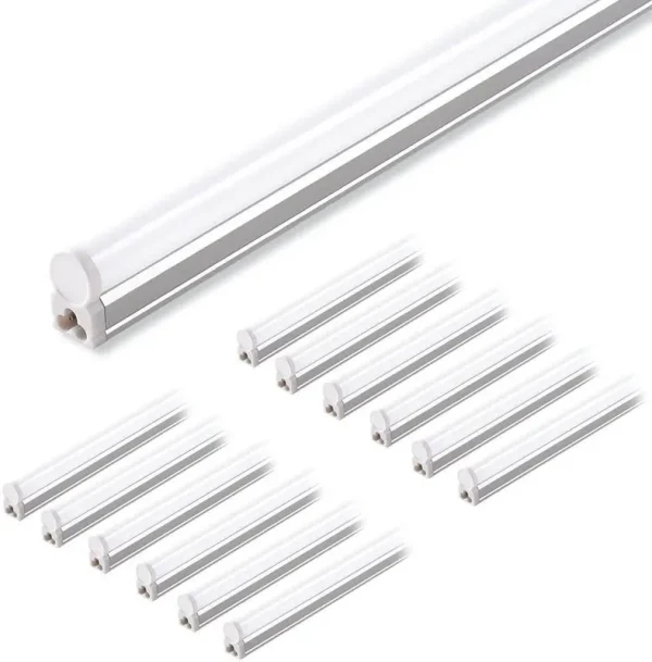 (Pack of 12) Barrina LED T5 Integrated Single Fixture, 4ft, 2200lm, 6500K (Super Bright White), 20W, Utility Shop Light, Ceiling and Under Cabinet