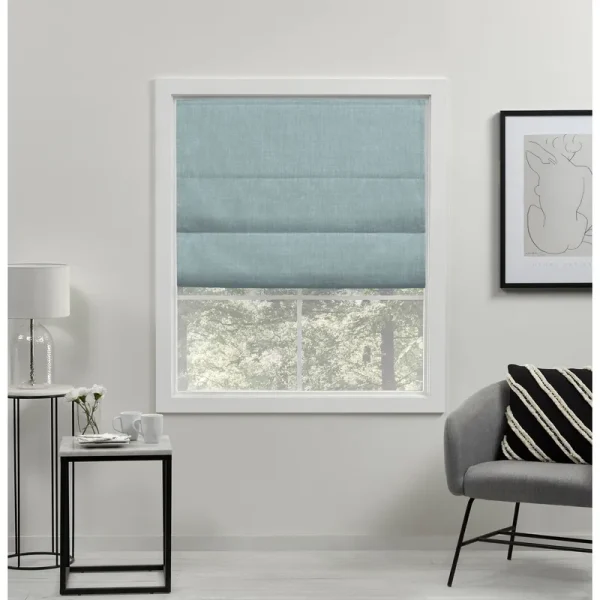 Exclusive Home Curtains Acadia Total Blackout Roman Shade 23x64 Aqua