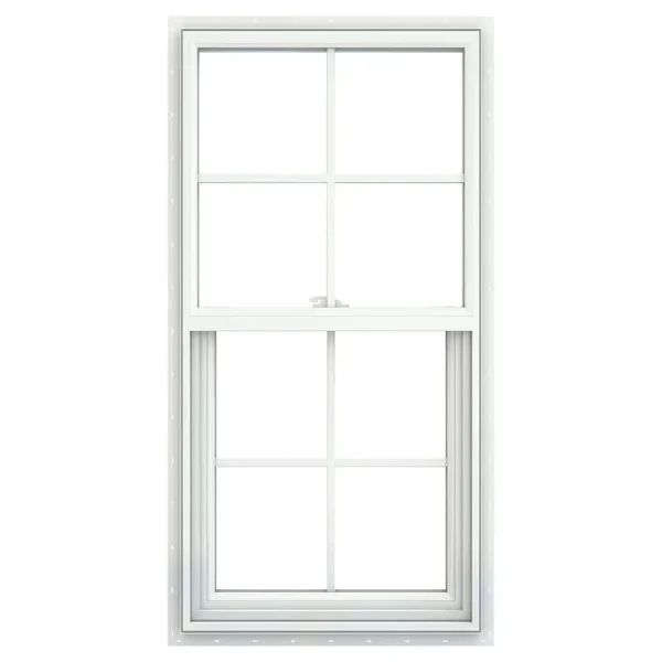JELD-WEN V-2500 Vinyl Double Pane Double Strength New Construction Single Hung Window (Rough Opening: 24-in x 48-in; Actual: 23.5-in x 47.5-In)