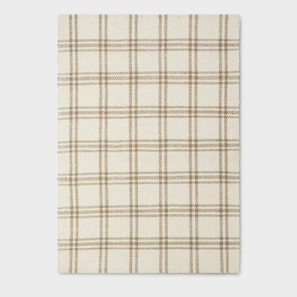 5'x7' Cottonwood Plaid Wool/Cotton Area Rug Cream/Tan - Threshold Designed with Studio McGee