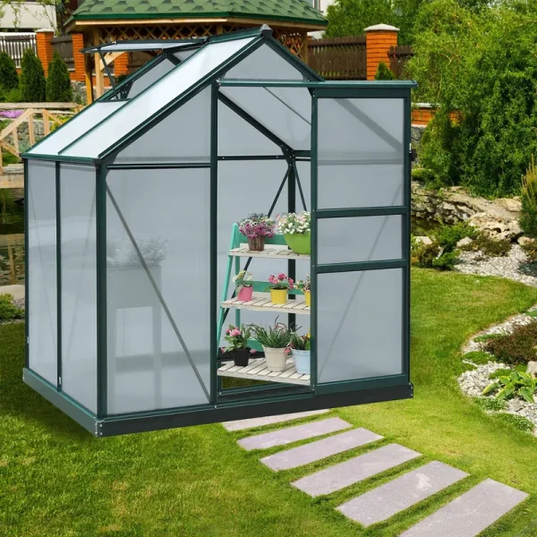 Outsunny 6' x 4' x 7' Twin Wall Polycarbonate Walk-In Garden Greenhouse