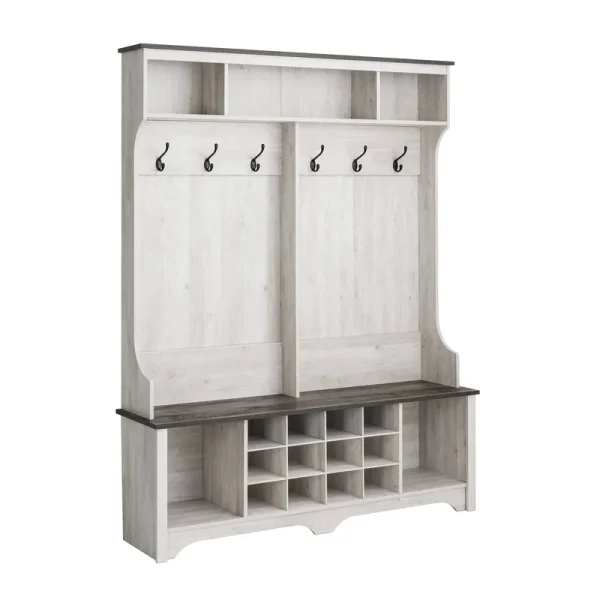 Prepac Rustic Ridge Washed White Entryway Cabinet 15.5" D x 60" W x 77" H