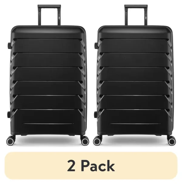 (2 Pack) PUR by Ifly Hardside 28" Checked Luggage, Black