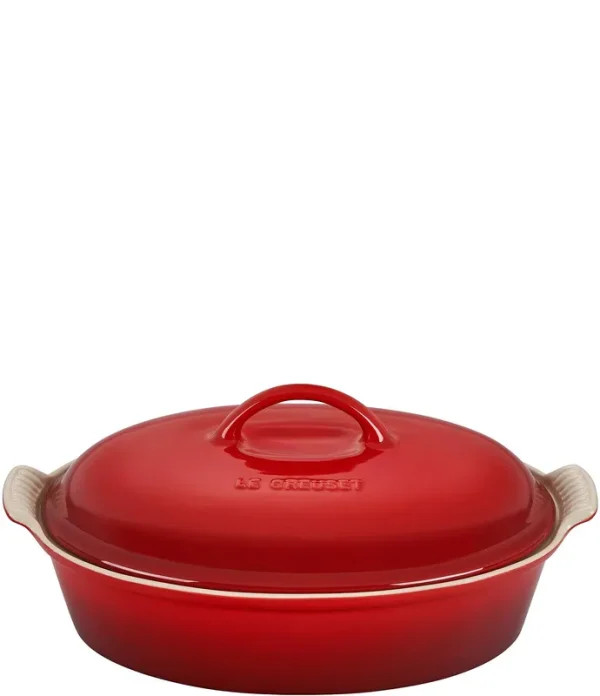 Le Creuset Heritage 4-Quart Stoneware Covered Oval Casserole - Cerise