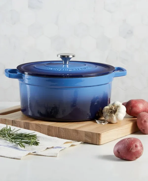 Martha Stewart Collection Enameled Cast Iron Round 6-Qt. Dutch Oven - Sapphire