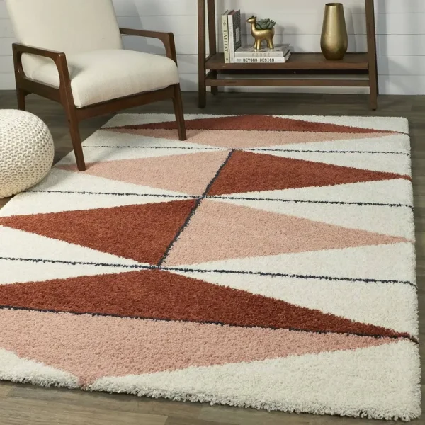 Bonifay Geometric Brown/Pink/Beige Area Rug Mercury Row Rug Size: Rectangle 5'3" x 7'