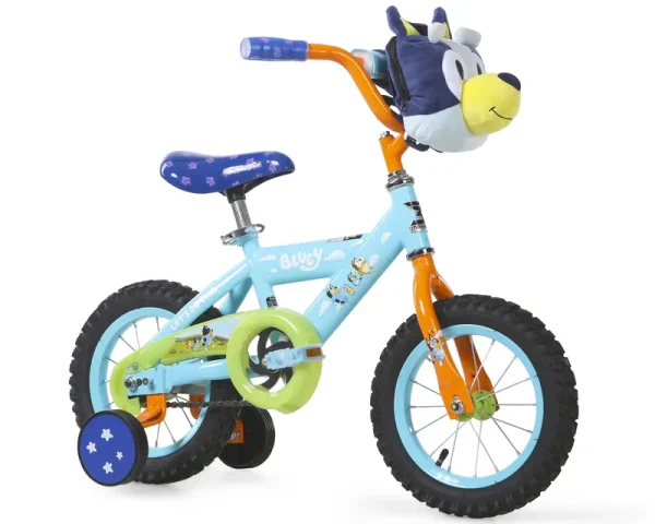 Bluey 12 - Inch Kids BMX Bike with Training Wheels, Plush Bag, Steel Frame, Coaster Brake, Ages 3 - 5
