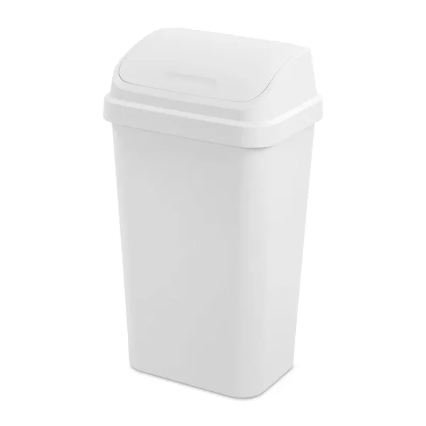 Sterilite 10898004 13 Gal Swing Top Wastebasket, White