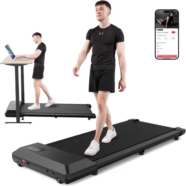YDZJY 250 lb Walking Pad, 0.6 - 2.5 Mph Speed Range 1.2HP Quite Under Desk Treadmill, 2 in 1 Treadmill for Home/Office Exercise with Remote Control, Portable Treadmill with LED Display(Black)