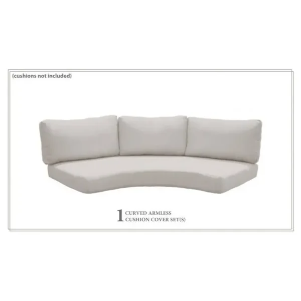 TK Classics Covers for Low-Back Curved Armless Sofa Cushions 6 Inches Thick in Beige