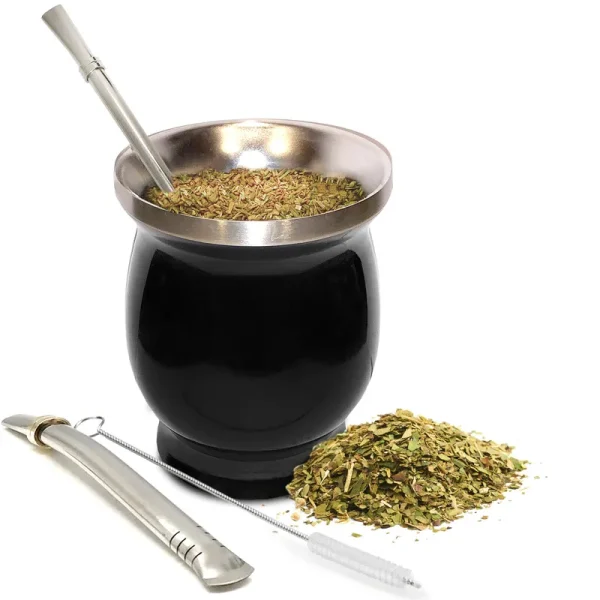 Norte Group Upgraded Yerba Mate Natural Gourd/Tea Cup Set (Original Traditional Mate Cup - 8 ounces) | Includes 2 Bombillas (Yerba Mate Straws to Use)