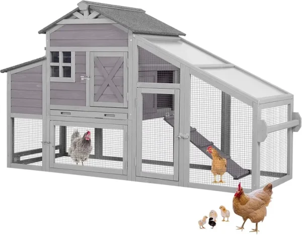 Aivituvin Chicken Coop Hen House with Wheels Wooden Poultry Cage for 2 - 4 Chickens Outdoor