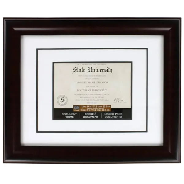 Studio Decor 6" x 8" Mahogany Document Frame with Double Mat - Each