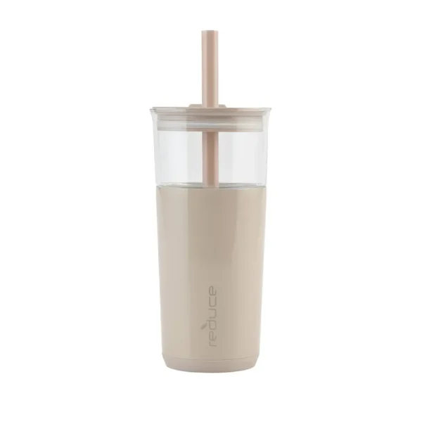 Reduce 20oz Aspen Vacuum Insulated Stainless Steel Glass Tumbler with Lid and Straw Sand