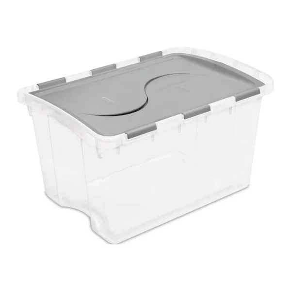 Sterilite 48 Qt. Hinged Lid Storage Box Plastic, Titanium