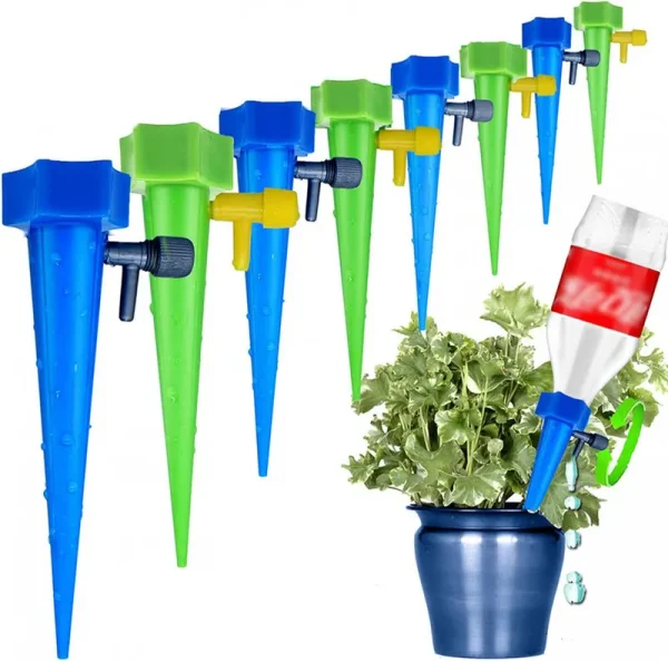 LABOTA 24 Packs Self Watering Spikes Adjustable Plant Watering Spikes with Slow Release Control Valve Switch for Garden Plants Indoor & Outdoor