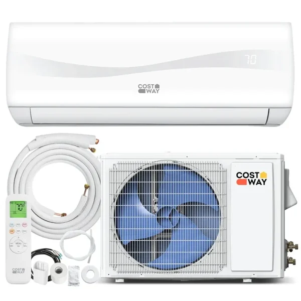 9100 BTU Mini Split Air Conditioner & Heater, Inverter Ductless AC Heat Pump System, Full Installation Kit, Cools up to 450 Sq Ft
