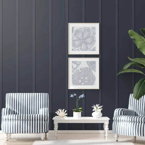 NextWall Faux Board and Batten Peel and Stick Wallpaper (Dark Blue)