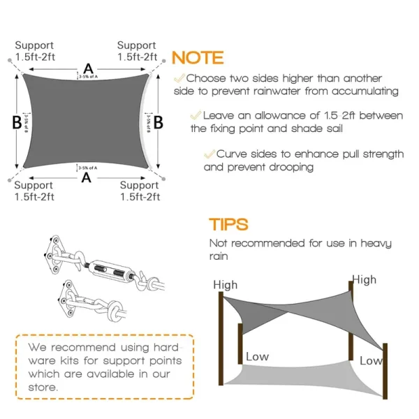 Artpuch Sun Shade Sails Canopy, 185GSM Shade Sail UV Block for Patio G