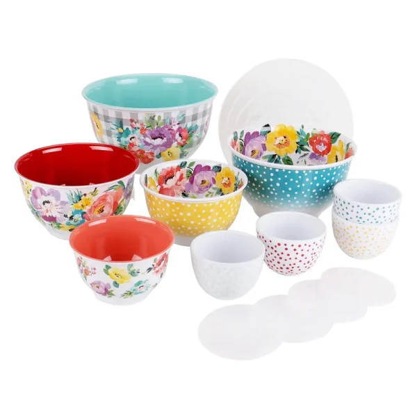 The Pioneer Woman Mixing Bowl Set with Lids Sweet Romance 18 Piece Set Melamine