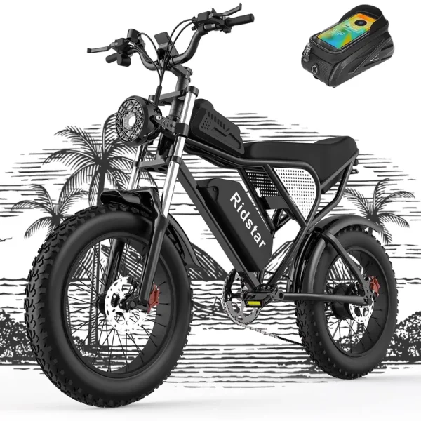 Ridstar Electric Biycle for Adults, 1200W 32MPH, 48V 20AH Electric Dirt Bike, 20" Fat Tire 7 Speed Mountain Bike UL2849