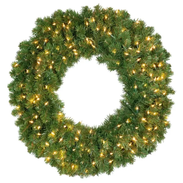 Red Sleigh 24" Prelit Sequoia Fir Commercial-Grade Traditional Christmas Wreath Clear Incandescent Lights