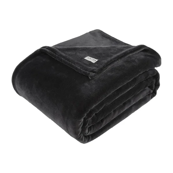 Kenneth Cole | Solid Ultra Soft Plush Blanket in Black, Size: Twin
