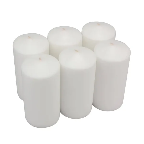 Stonebriar Tall 3x6 inch Unscented Pillar Candles,White, 6 Count