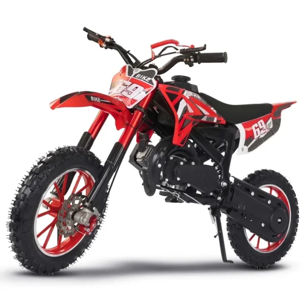 MX Moto 49CC Kids Dirt Bicycle, 2 - Stroke Gas Powered Off Road Motorcycle, Tire Shock Absorber Spring Soft Seat Cushion with Front and Rear Disc Brake, Max Speed 28 MPH