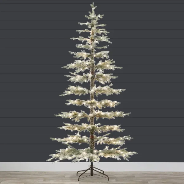 Best Choice Products 6ft Pre-Lit Flocked Sparse Christmas Tree w/ 200 2-in-1 LEDs, Cordless Connection, Metal Stand