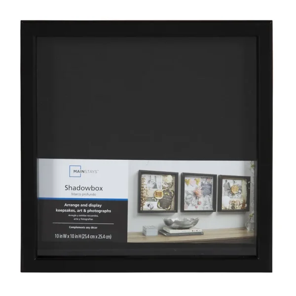10 inch x 10 inch Memorabilia Black Plastic Shadow Box, by Mainstays, Size: 10 x 10