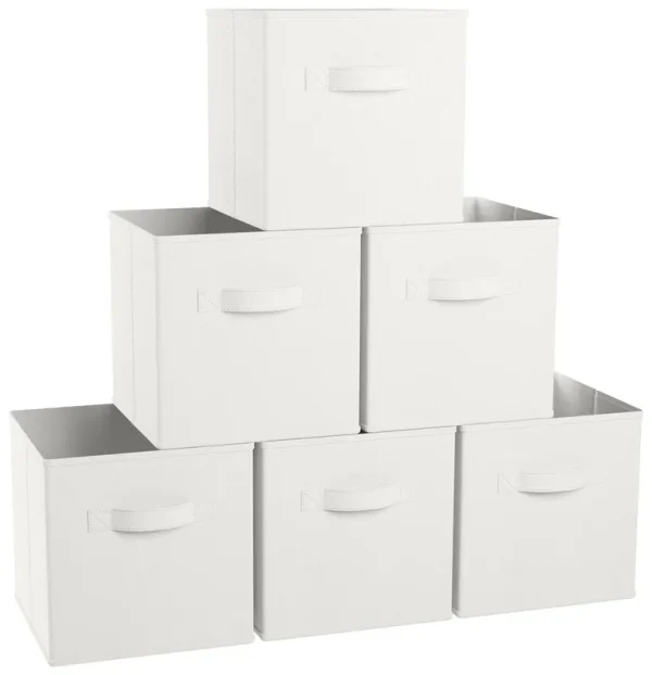 Foldable Storage Cube Bin with Dual Handles 11 x 11 x 11 / White