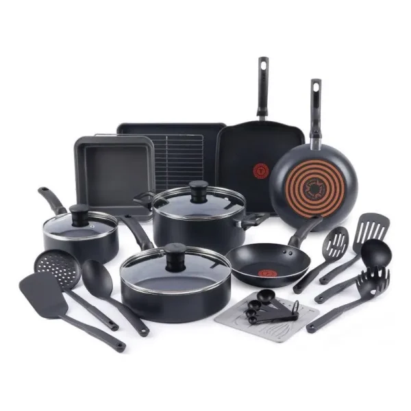 T-Fal Kitchen Solutions 21-Piece Nonstick Cookware Set, Black
