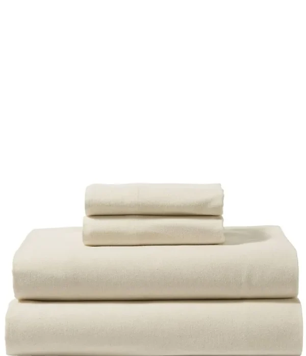 L.L.Bean Ultrasoft Comfort Flannel Sheet Set, King Sheet Set, Natural