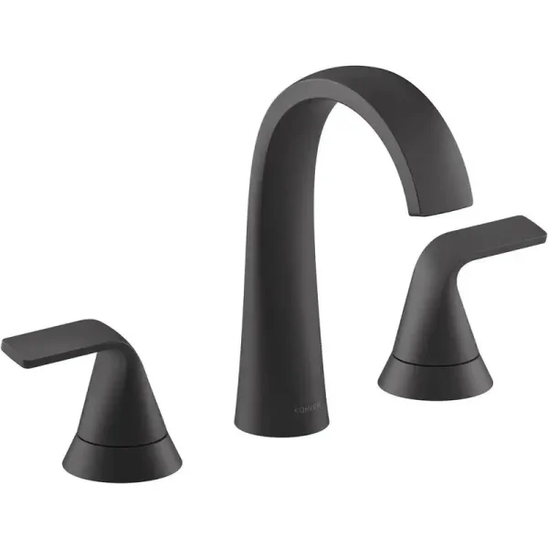 Kohler Cursiva 8 in. Widespread 2-Handle Bathroom Faucet in Matte Black