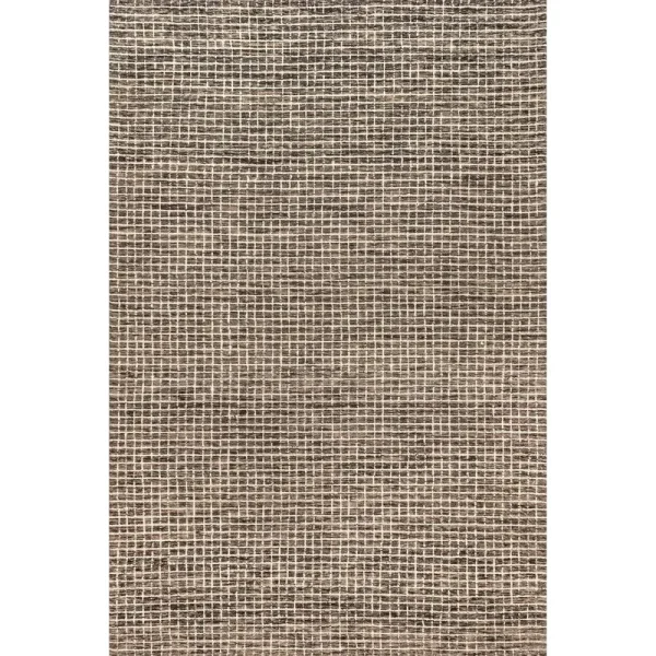 Arvin Olano x RugsUSA - Melrose Checked Wool Area Rug Brown 6' x 9'