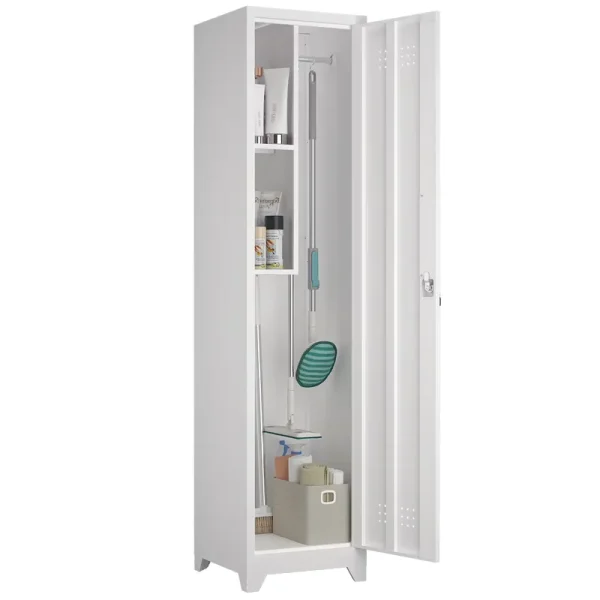 Marcree Slim Broom Storage Cabinet, Metal Cabinet with Shelves and Hanging Rod, 65" Utility Storage Cabinet with Locking Door, Tall Cleaning Storage Cabinet for Kitchen, Pantry, Office, Shop, Garage
