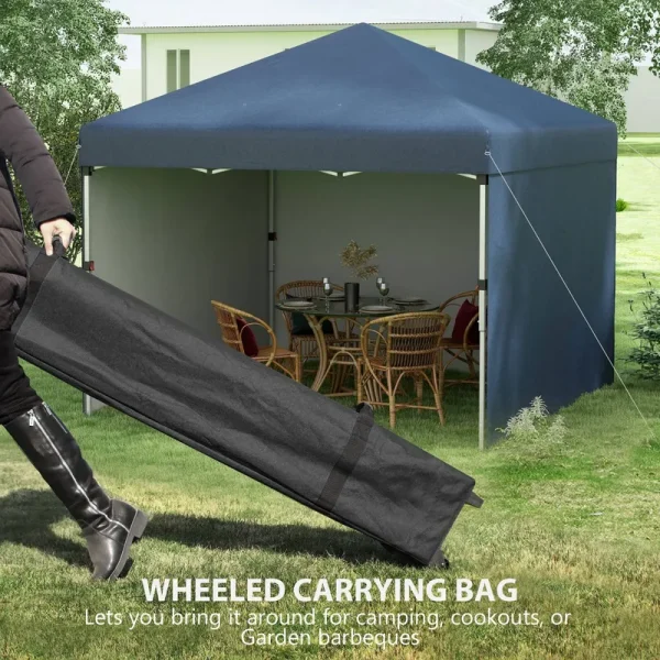 Outsunny 10' x 10' Pop Up Canopy with 3 Sidewalls and Carry Bag, Navy Blue
