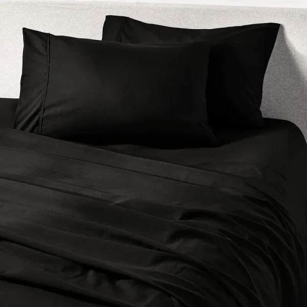 Night Sweats: The Original PeachSkinSheets Moisture Wicking,1500tc Soft Sheet Sets, Black