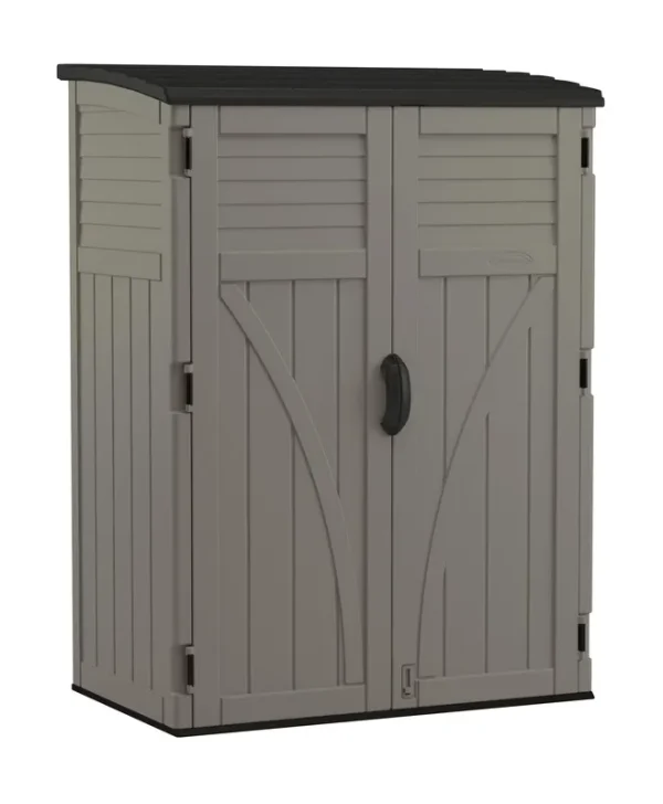 Suncast 54 cu ft Vertical Shed Outdoor Storage for Patio and Garage, Stoney